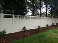 <b>6 foot white vinyl closed spindle top privacy fence</b>